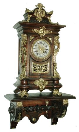 Lenzkirch, Germany, oak and cast brass, 8 days, time and strike, bracket clock with bracket shelf, serial number 547100, c1874