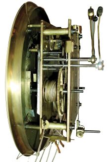 German origin, "Vienna Regulator", 3-weight, Grand Sonnerie double door, walnut cased wall clock with melodious rod quarter striking, the dial and pendulum with female, Art Nouveau decorations, c1900