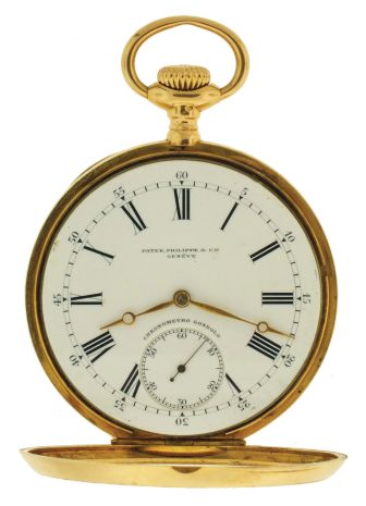 Patek, Philippe & Cie., Geneva, Switzerland, "Chronometro Gondolo", for Gondolo and Labouriau, Rio De Janiero, 20 jewels, stem wind and set, gilt bar movement with counterpoised lever escapement, cut bimetallic balance, gold timing screws, gold wheel train, wolf