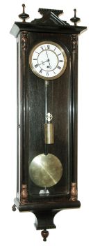 Vienna, Austria, small single weight timepiece, transitional period, with smooth turned half columns and finials, c1860