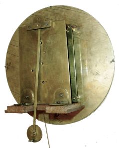 Vienna, Austria, 30 Day, single weight regulator, Biedermeier period, in a slender mahogany veneer case with satinwood accents or banding along the edges, and with polished steel pendulum rod, and sharp edged brass pendulum, with brass rear, and the two piece silvered brass dial surrounded with engine turned brass bezels (inner and outer), c1835