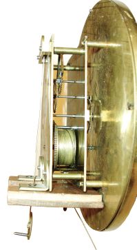 Vienna, Austria, 30 Day, single weight regulator, Biedermeier period, in a slender mahogany veneer case with satinwood accents or banding along the edges, and with polished steel pendulum rod, and sharp edged brass pendulum, with brass rear, and the two piece silvered brass dial surrounded with engine turned brass bezels (inner and outer), c1835