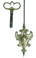 Lenzkirch, Germany, very rare burgundy porcelain / ormolu /and walnut, open well mantel clock, with cast pendulum, all in the French style., with over two dozen pieces of brass trim, some gilt, some silver or nickel plated, professionally restored, serial Nr. 654919, and with original brass + steel Lenzkirch key, C1880