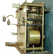 Lenzkirch, Germany, mahogany "Freischwinger", time and quarter strike. This model similar to the model 73 in the 1892 catalog, but this one with a different top bearing a sunburst. Serial #1,198,629 circa 1899.