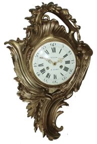 Louis Viger, Paris, cast bronze cartel wall clock, signed round, 8 days, time and count wheel / bell striking movement, c1760