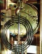 French bow front polished brass and beveled glass, 8 days, time and strike, crystal regulator mantel clock, Marti 1889 movement, c1900