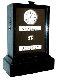 A. Redier, a Paris, french ebonized wood 30 day, spring brass movement, time only, "Pendule Calendrier" calendar clock, c1890