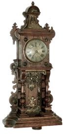 Lenzkirch, Germany, walnut, 8 days, time only, swinging doll (brass doll) mantel clock, serial 691195 c1880