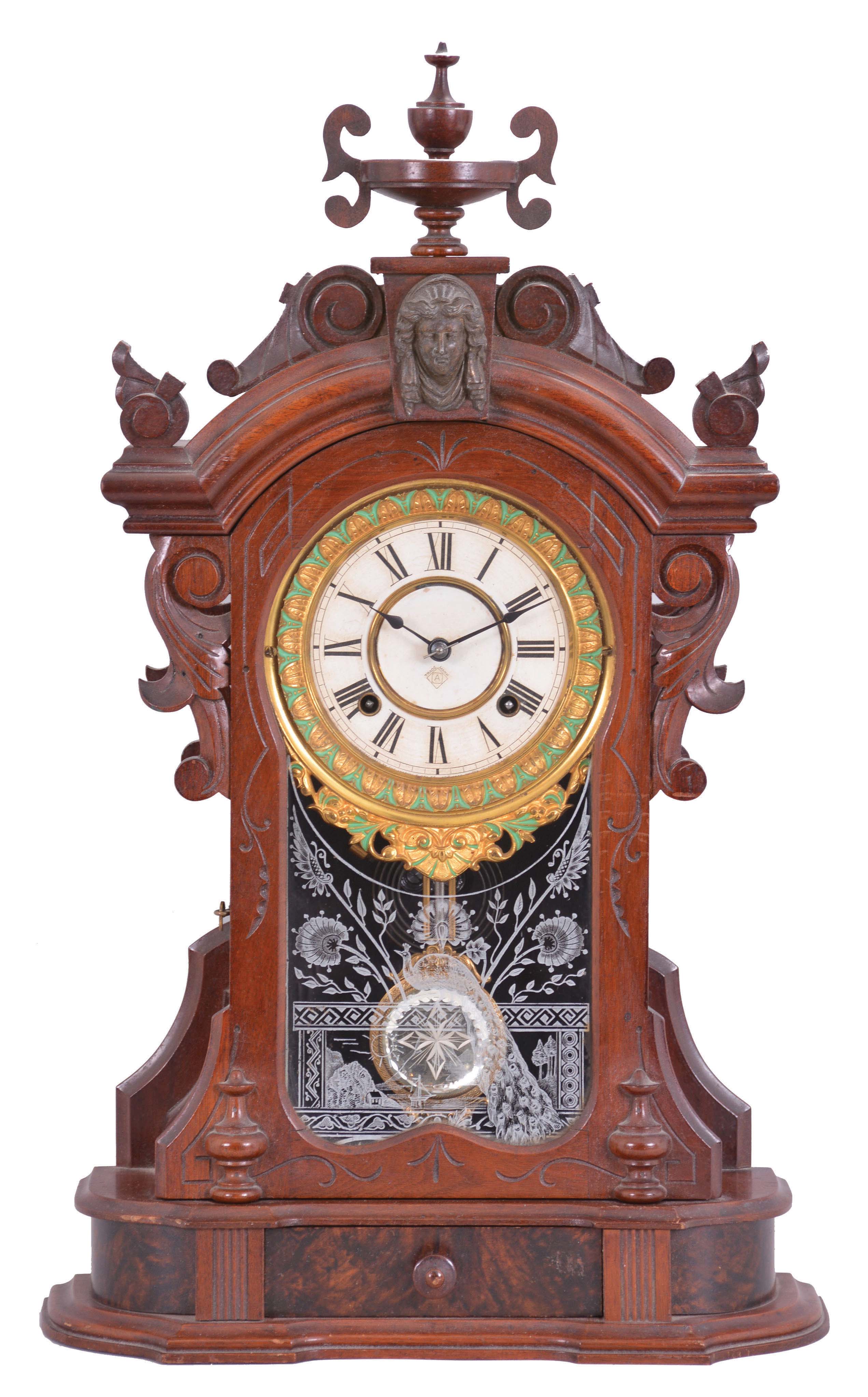 A superb 4 1/4 inch antique hardwood turned finial furniture clock mirror top F3