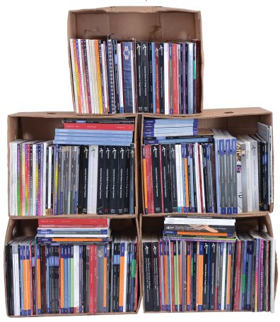Books- 5 (Five) Boxes of Auction Catalogs: Scores of high-quality auction catalogs featuring clocks, watches, and scientific instruments. Auction catalogs from R.O. Schmitt, Skinner, Sotheby