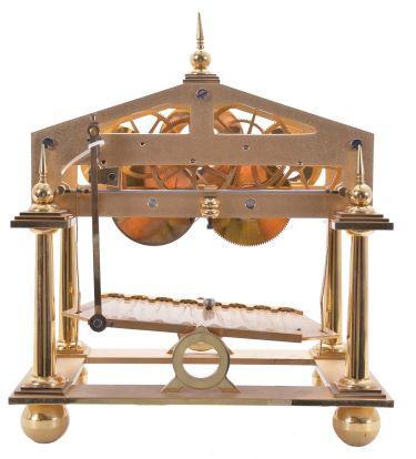 English, "Rolling Ball" mantel clock, on older wood base. unsigned, (no glass cover)
