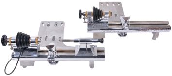 Lathes- 2 (Two) Peerless lathes by Marshall on Borel stands, taking 8mm collets including two tip over tool rests and one tail stock, two foot pedals and one motor