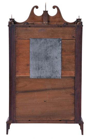 E. Terry & Sons, Plymouth, Conn., 30 hour, time and strike weight wood movement pillar & scroll shelf clock.