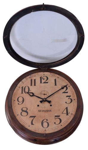 Japan, Seikosha Clock Co., Tokyo, (now known as Seiko), 8 day, time and strike spring driven movement gallery clock.