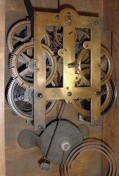 Japan, Seikosha Clock Co., Tokyo, (now known as Seiko), 8 day, time and strike spring driven movement gallery clock.