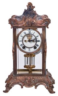 Ansonia Clock Co., New York, NY, "Zenith", 8 day, time and strike spring driven movement crystal regulator mantel clock.