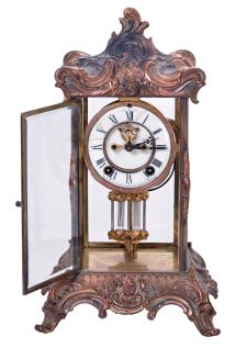 Ansonia Clock Co., New York, NY, "Zenith", 8 day, time and strike spring driven movement crystal regulator mantel clock.