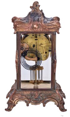 Ansonia Clock Co., New York, NY, "Zenith", 8 day, time and strike spring driven movement crystal regulator mantel clock.