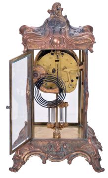 Ansonia Clock Co., New York, NY, "Zenith", 8 day, time and strike spring driven movement crystal regulator mantel clock.