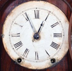 Brewster & Ingrahams, Bristol, Conn., 8 day, time and strike spring driven movement 4-column,Gothic onion top shelf clock.