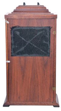 English, 8 day, time and strike three train 8 bell chiming bracket clock playing Whittington/Cambridge chimes. Retailed by Wales & McCulloch, 56 Cheapside. E.C., now in a later case.
