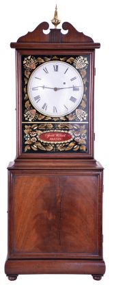 Reproduction, 8 day, weight driven, brass movement Aaron Willard, Massachusetts shelf clock. The maker of this timepiece is unknown.