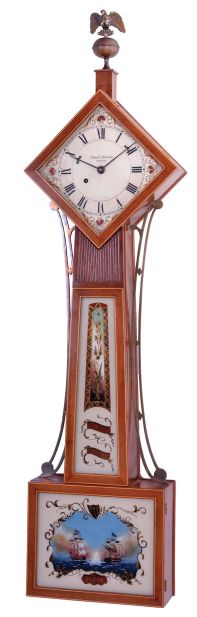 Unknown, 8 day, weight driven, brass movement "Diamond Head" banjo wall timepiece, copy of a Daniel Munroe original.
