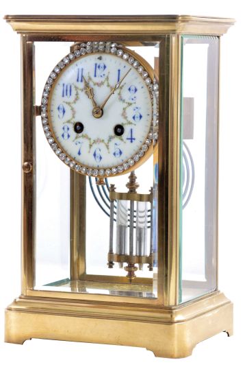 French, 8 day, time and strike spring driven movement crystal regulator with brilliant surround dial.