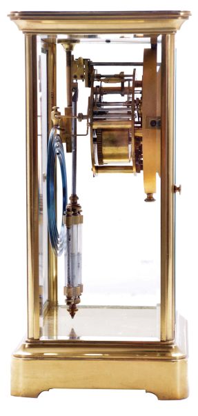 French, 8 day, time and strike spring driven movement crystal regulator with brilliant surround dial.