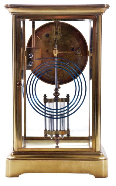 French, 8 day, time and strike spring driven movement crystal regulator with brilliant surround dial.