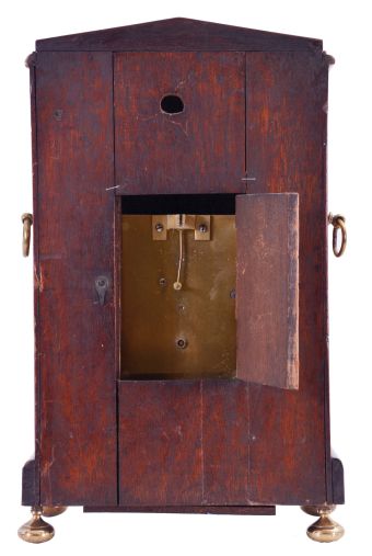 Robt. Foulkes, London, (signed on dial) mahogany bracket clock, case with brass feet and mounts, composite brass dial, blued steel hands, 8 day fusee timepiece movement