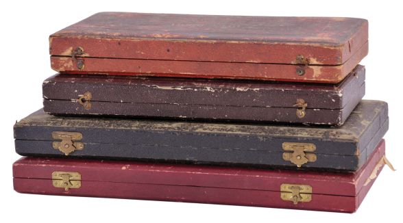Four Jacot tools, late 19th - early 20th century, in their original cases, one of which appears to be new old stock, dimensions of NOS box listed