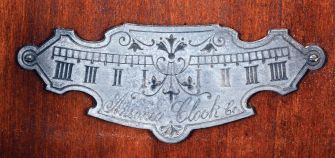 Ansonia Clock Co., New York, NY, "Capitol", 8 day, time only double weight driven, brass movement wall timepiece.