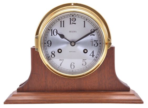 Bulova Watch Co., Woodside, New York, "Model B-150", 8 day, time and strike spring driven, lever movement Ship