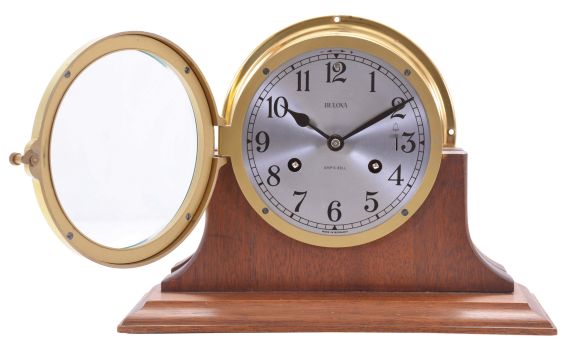 Bulova Watch Co., Woodside, New York, "Model B-150", 8 day, time and strike spring driven, lever movement Ship