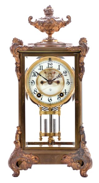 Ansonia Clock Co., New York, NY, "Marquis", 8 day, time and strike spring driven movement crystal regulator mantel clock.