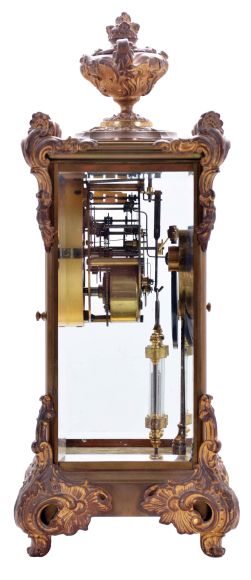 Ansonia Clock Co., New York, NY, "Marquis", 8 day, time and strike spring driven movement crystal regulator mantel clock.