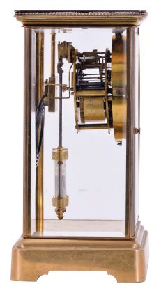 French, 8 day, time and strike spring driven movement crystal regulator mantel clock.