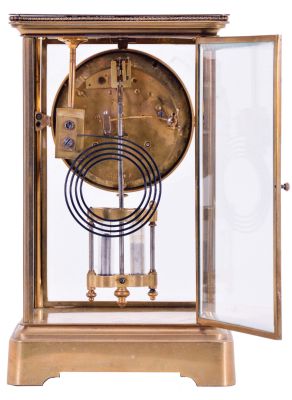 French, 8 day, time and strike spring driven movement crystal regulator mantel clock.