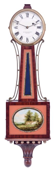 E. Howard & Co., Boston, Mass., 8 day, weight driven, brass movement Patent or banjo timepiece