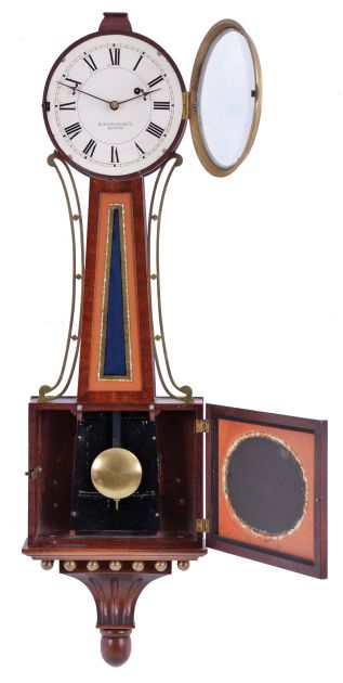 E. Howard & Co., Boston, Mass., 8 day, weight driven, brass movement Patent or banjo timepiece