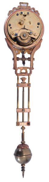 Junghans, Germany, elephant model swinging clock, patinated figure of an elephant mounted to a molded beechwood base, the 8 day swinging timepiece held aloft at the end of his trunk, clock case with gilt and patinated surfaces, Arabic numeral white enamel dial signed "Junghans Germany" below 6:00, blued steel hands, 8 day time only movement