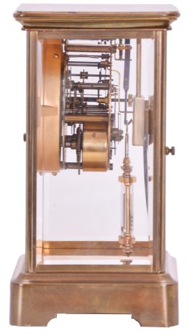 Ansonia Clock Co., New York, NY, "Coral", 8 day, time and strike spring driven movement crystal regulator mantel clock retailed by Bigelow, Kennard & Co., Boston.