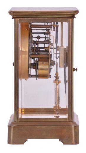 Ansonia Clock Co., New York, NY, "Coral", 8 day, time and strike spring driven movement crystal regulator mantel clock retailed by Bigelow, Kennard & Co., Boston.