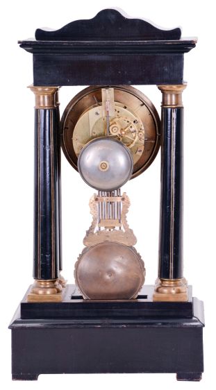 French, Vincenti & Cie, 8 day, time and strike spring driven movement 4-column Empire mantel clock.