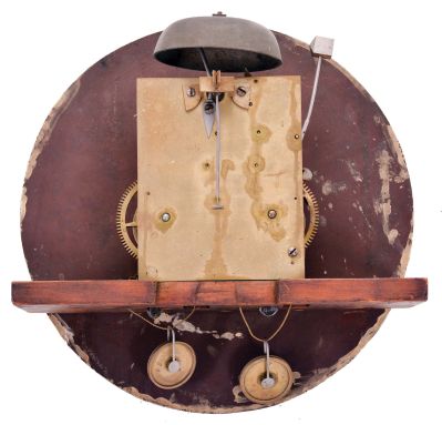 J. & W. Boyd, Greenock, (Scotland), tall clock, 8 day, time and bell strike, weight driven movement in a drum head mahogany case on bun feet with painted metal dial