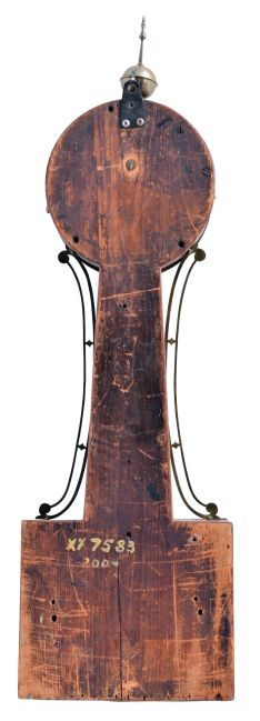 Unsigned New Hampshire or Massachusetts 8 day, weight driven, brass movement Patent or banjo timepiece.