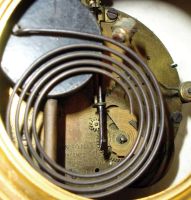 Ansonia Clock Co., New York, NY, "La Provence" shelf clock with a spring driven, 8 day time and half hour strike movement with visible escapement in a porcelain case.
