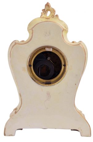 Ansonia Clock Co., New York, NY, "La Provence" shelf clock with a spring driven, 8 day time and half hour strike movement with visible escapement in a porcelain case.