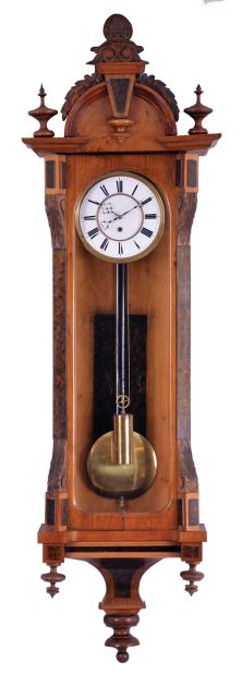 Germany, 8 day, time and strike one weight driven, brass movement Vienna regulator wall clock.